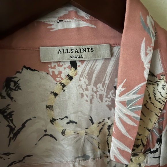 allsaints printed tiger shirt in pink size S - Picture 2 of 2